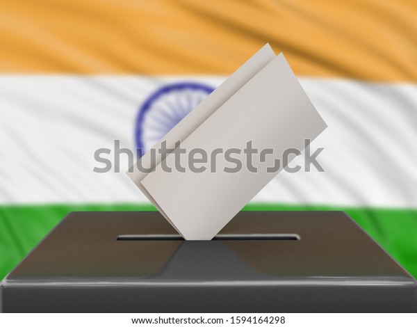 3d Illustration Ballot Box Indian Flag Stock Illustration 1594164298 ...