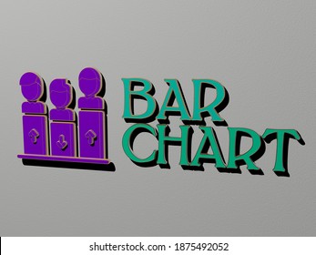 3D illustration of BAR CHART graphics and text made by metallic dice letters for the related meanings of the concept and presentations, 3D illustration