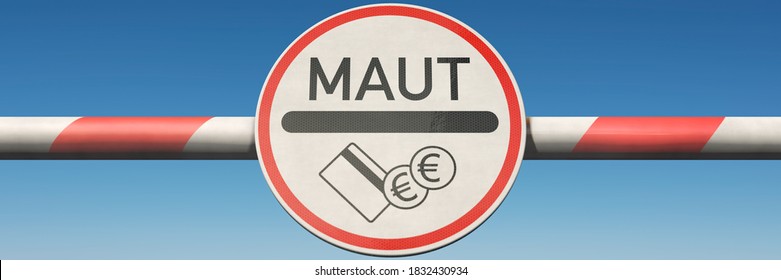 3D Illustration, Barrier With Toll Sign