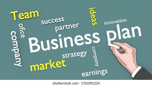 3D illustration - basic terms for business development. The illustration can be used to design content on the topic of business development and business ideas.