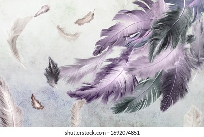 3d Illustration Of Beautiful Bird Feathers