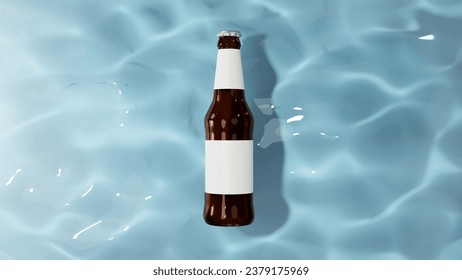 3d Illustration of a beer glass and bottle in a swimming pool. Mockup, presentation, advertising. 3d render.
Empty amber drink pack with sticker mock up, isolated. Clear unopened lager or suds fresh - Powered by Shutterstock