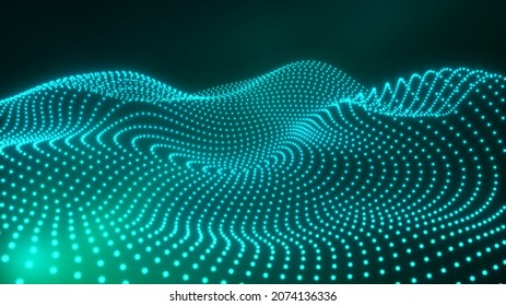 3d Illustration Of Big Data Lake Waves Concept.