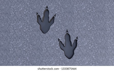 3D Illustration Of A Big Tyrannosaurusa Rex Footprint