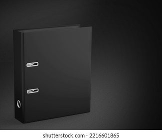 3D Illustration. Binder Cover Mockup Isolated On Black Background.