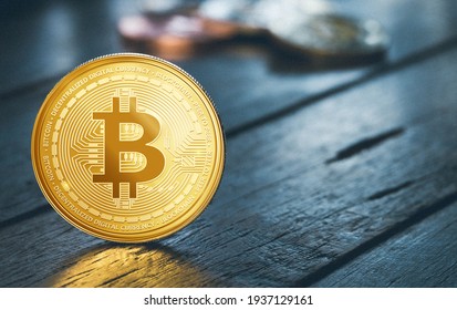 3d illustration bitcoin slider banner template  background
