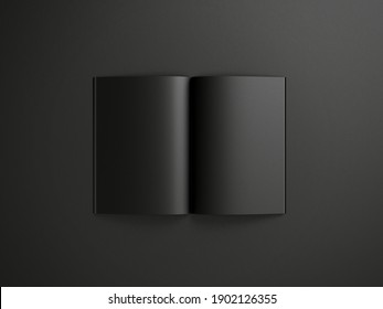 3D Illustration. Black Book Mockup Isolated On Black Background.