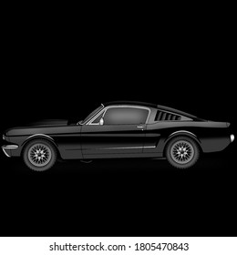 3D Illustration Of A Black Car. PNG. Automobile