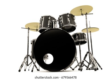 3d Illustration Of A Black Drum Set Isolated On White Background 