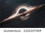 3D illustration of Black hole absorbing light in deep space. 5K realistic science fiction art. Elements of image provided by Nasa