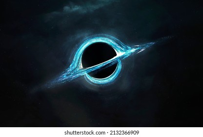 3D Illustration Of Black Hole Absorbing Light In Deep Space. 5K Realistic Science Fiction Art. Elements Of Image Provided By Nasa