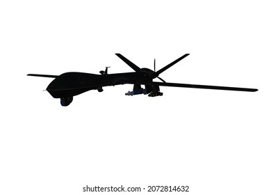 3D Illustration Of A Black Ops Military Drone Aircraft Isolated On A White Background.