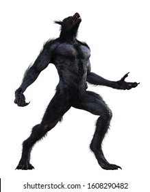 3d illustration of black werewolf