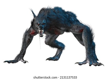 3d illustration of black werewolf