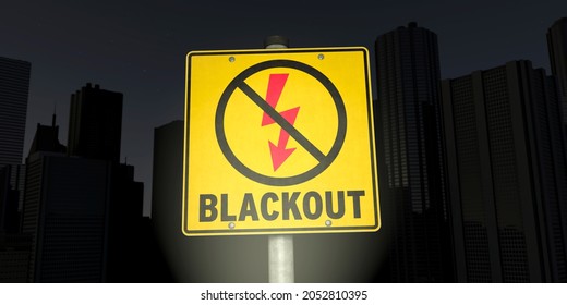 3D Illustration, Blackout - Power Grid Overloaded 