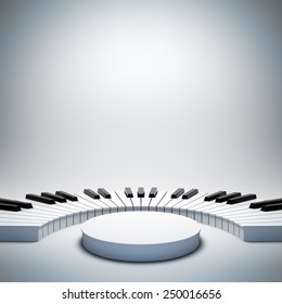 A 3d Illustration Of Blank Template Layout Of White Jazz Or Classic Music Stage. Scene On Poster Is Empty To Place Your Text, Logo Or Object.