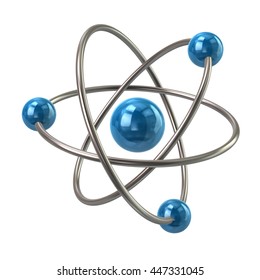 3d illustration of blue atom molecule isolated on white background