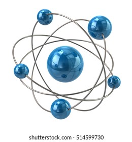 3 d illustration blue atom molecule isolatedのイラスト素材 447331045