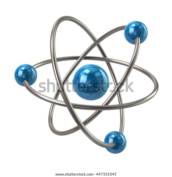 白い背景に青い原子分子の3dイラスト のイラスト素材