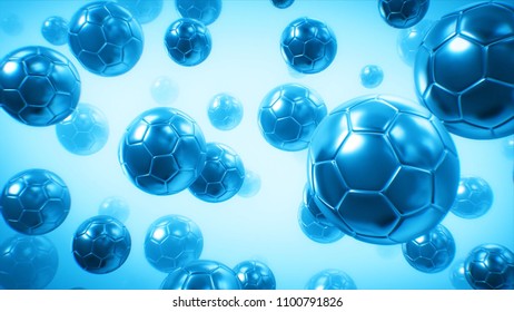 3D illustration Blue background soccer