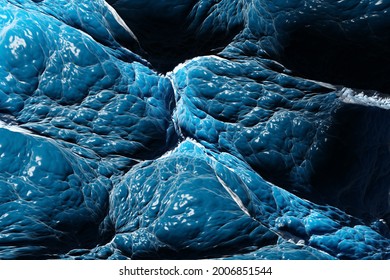 3d Illustration Of A Blue Deep Ocean During A Storm , Top View. Tough Storm At Sea