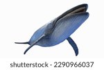 3d illustration of a blue whale. plain white background. professional studio lighting. anterior view