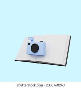 3d illustration of book with camera