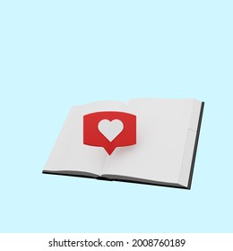 3d Illustration Of Book With Chat Bubble Love Icon