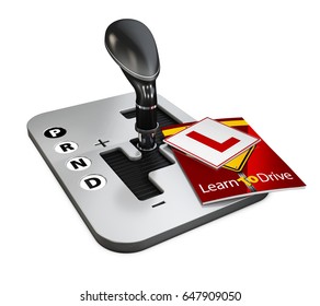 3d illustration of book and driving school sign, Design concept of driving school, isolated black - Powered by Shutterstock