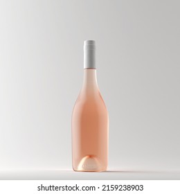 3d illustration. a bottle of rosé wine is on the table. Mockup, 3D render.