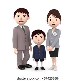 3d Illustration Boy His Parents Elementary Stock Illustration 574252684 ...