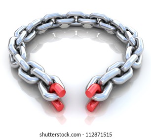 3d Illustration Of Broken Chain Circle Over White Background