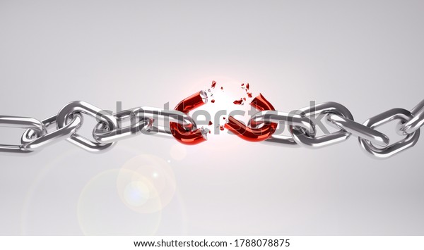 3d\
illustration Broken Chain with Red Weak\
Link