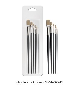 3D Illustration Of Brush Set In Blister Card