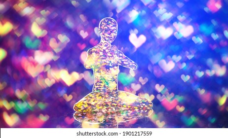 3d illustration Buddha in a meditative pose. vibrations of love and rays of light.