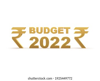 3D Illustration Of Budget 2022 With Indian Rupee Symbol