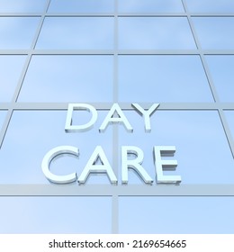3D illustration of a building with the script DAY CARE