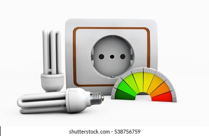 3d Illustration of bulb, socket isolated on white