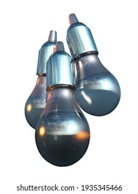 3D Illustration Bulbs made of non-standard materials