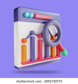 3D illustration bussines analysis data 8 for bussines