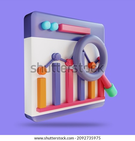 3D illustration bussines analysis data 8 for bussines