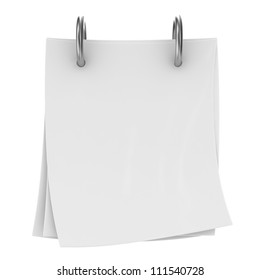 3d Illustration Of Calendar With Blank Page, Over White Background