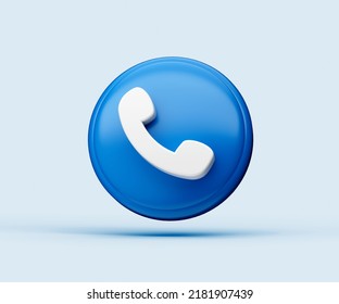 3d Illustration Of Call Support Center Icon On Blue Background With Shadow