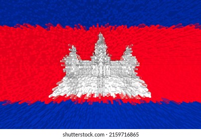 3d illustration of Cambodian flag. The flag of Cambodia is white, red and blue.