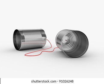 3d illustration of can phone with red cable