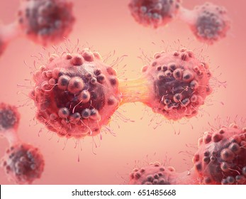 3d illustration of a cancer cell in the process of mitosis