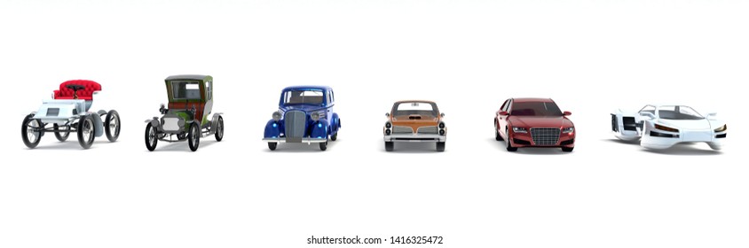 3D Illustration Of Car Evolution