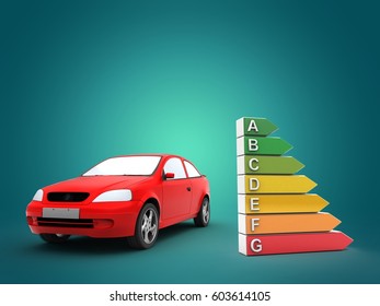 3d Illustration Of Car Over Blue Background With Efficient Ranks