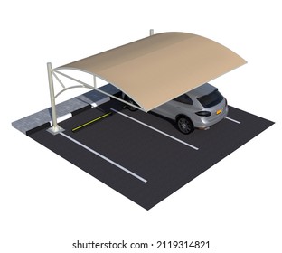 3D Illustration Car Parking Shade