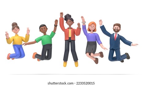 3D illustration of cartoon characters  design. Teens dancing.3D rendering on white background.
 - Powered by Shutterstock